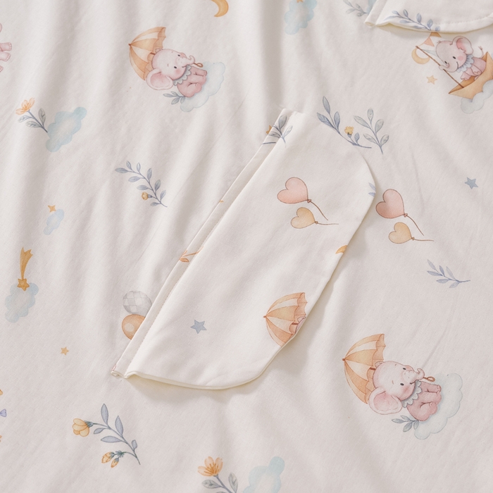 91家纺网 家纺一手货源 找家纺 暖阳 2026新款儿童双层纱布睡袋盖毯 睡袋-气球小象