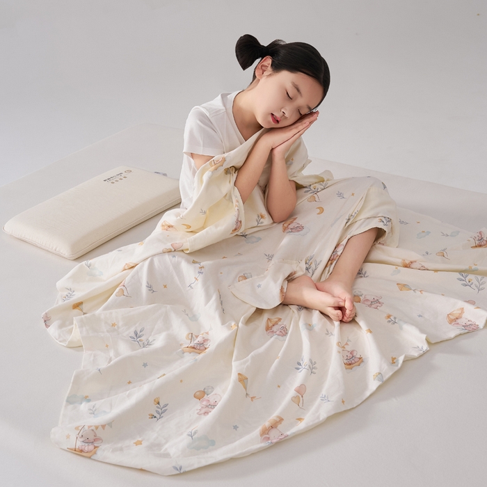 91家纺网 家纺一手货源 找家纺 暖阳 2026新款儿童双层纱布睡袋盖毯 睡袋-气球小象