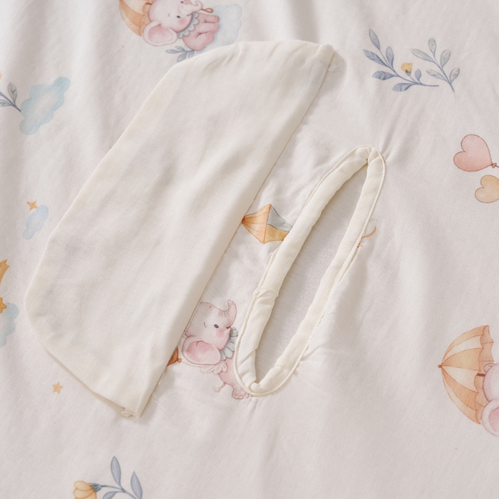 91家纺网 家纺一手货源 找家纺 暖阳 2026新款儿童双层纱布睡袋盖毯 睡袋-气球小象