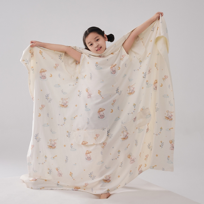91家纺网 家纺一手货源 找家纺 暖阳 2026新款儿童双层纱布睡袋盖毯 睡袋-气球小象