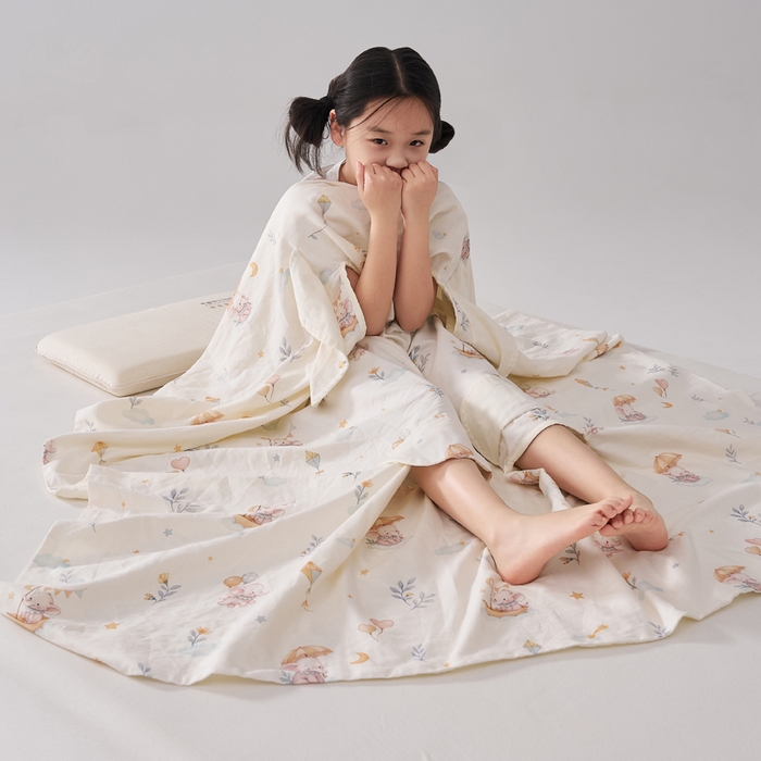 91家纺网 家纺一手货源 找家纺 暖阳 2026新款儿童双层纱布睡袋盖毯 睡袋-气球小象