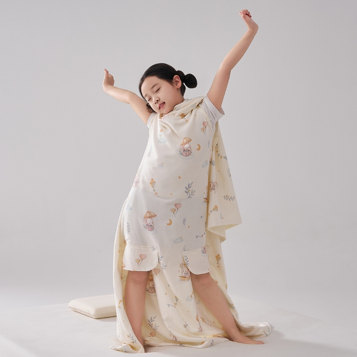 91家纺网 家纺一手货源 找家纺 暖阳 2026新款儿童双层纱布睡袋盖毯 睡袋-气球小象