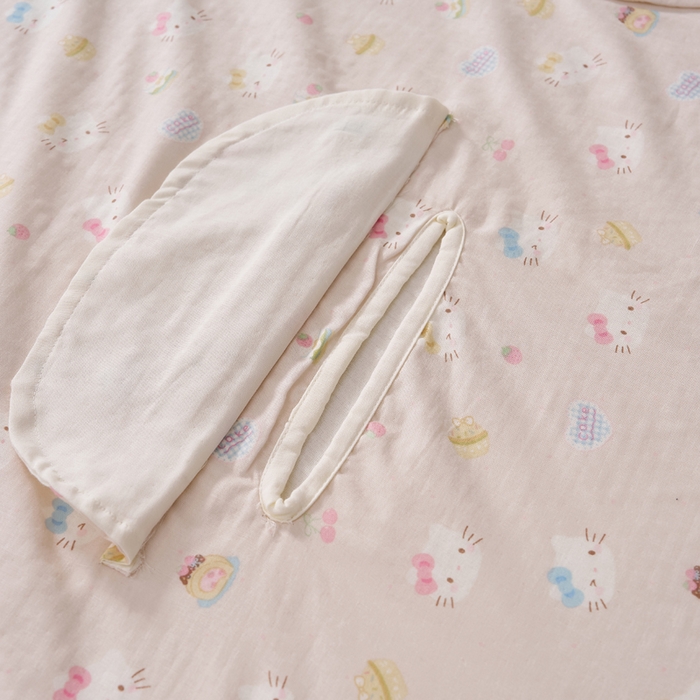 91家纺网 家纺一手货源 找家纺 暖阳 2026新款儿童双层纱布睡袋盖毯 睡袋-粉色喵喵