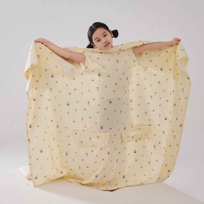 91家纺网 家纺一手货源 找家纺 暖阳 2026新款儿童双层纱布睡袋盖毯 睡袋-黄油小熊