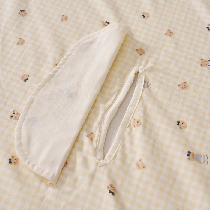 91家纺网 家纺一手货源 找家纺 暖阳 2026新款儿童双层纱布睡袋盖毯 睡袋-黄油小熊