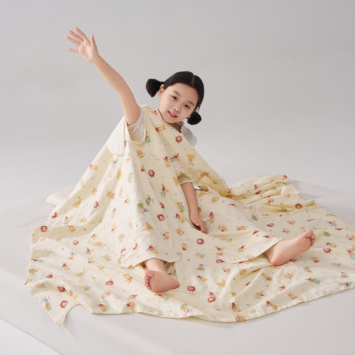 91家纺网 家纺一手货源 找家纺 暖阳 2026新款儿童双层纱布睡袋盖毯 睡袋-星星小崽