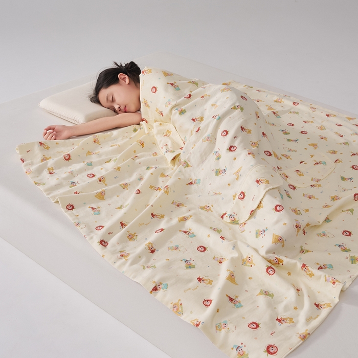 91家纺网 家纺一手货源 找家纺 暖阳 2026新款儿童双层纱布睡袋盖毯 睡袋-星星小崽