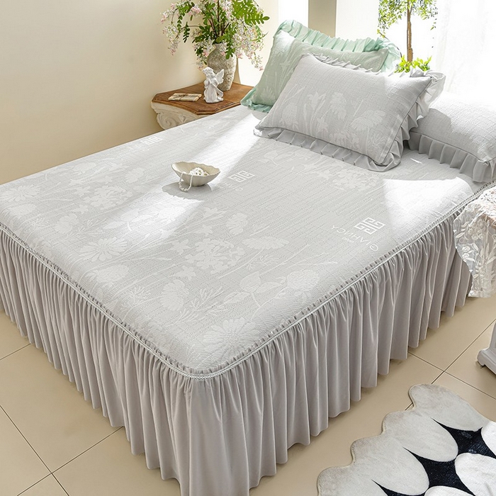 91家纺网 家纺一手货源 找家纺 （总）绘萱家居 2026新款PE提花冰凉豆豆床裙款凉席席子凉席