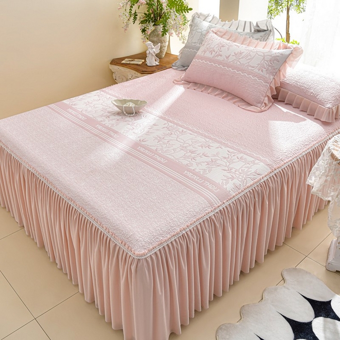 91家纺网 家纺一手货源 找家纺 （总）绘萱家居 2026新款PE提花冰凉豆豆床裙款凉席席子凉席