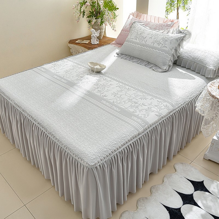 91家纺网 家纺一手货源 找家纺 （总）绘萱家居 2026新款PE提花冰凉豆豆床裙款凉席席子凉席