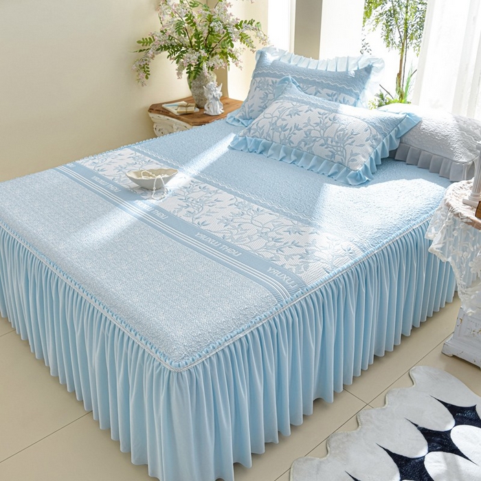 91家纺网 家纺一手货源 找家纺 （总）绘萱家居 2026新款PE提花冰凉豆豆床裙款凉席席子凉席