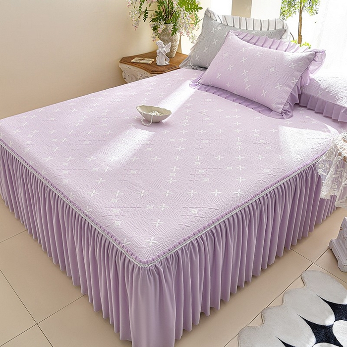 91家纺网 家纺一手货源 找家纺 （总）绘萱家居 2026新款PE提花冰凉豆豆床裙款凉席席子凉席