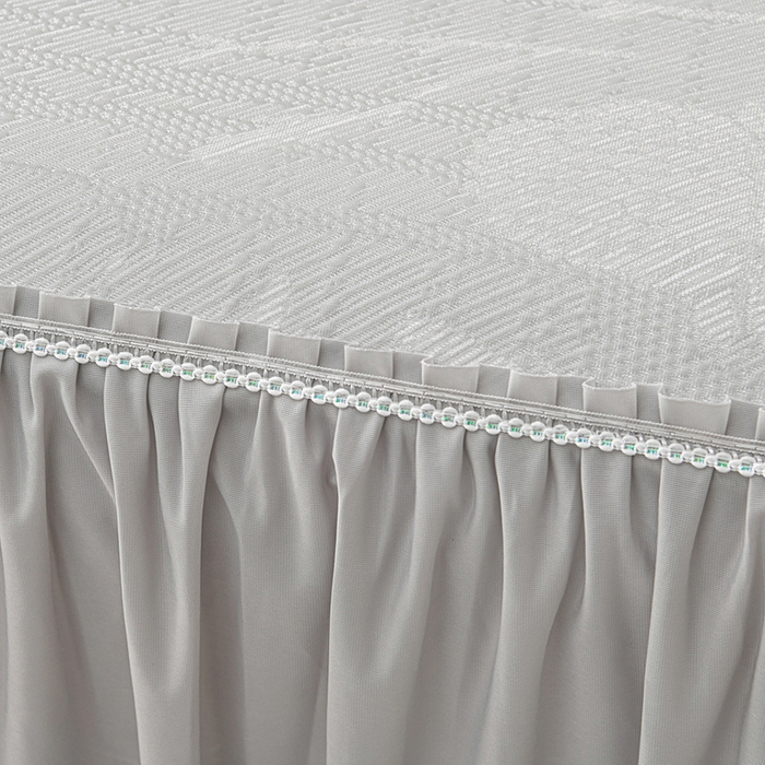 91家纺网 家纺一手货源 找家纺 绘萱家居 2026新款PE提花冰凉豆豆床裙款凉席席子凉席 春语佳人-灰