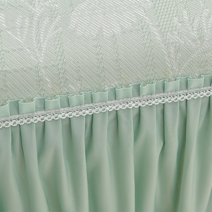 91家纺网 家纺一手货源 找家纺 绘萱家居 2026新款PE提花冰凉豆豆床裙款凉席席子凉席 春语佳人-绿