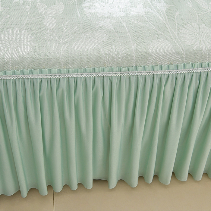 91家纺网 家纺一手货源 找家纺 绘萱家居 2026新款PE提花冰凉豆豆床裙款凉席席子凉席 春语佳人-绿