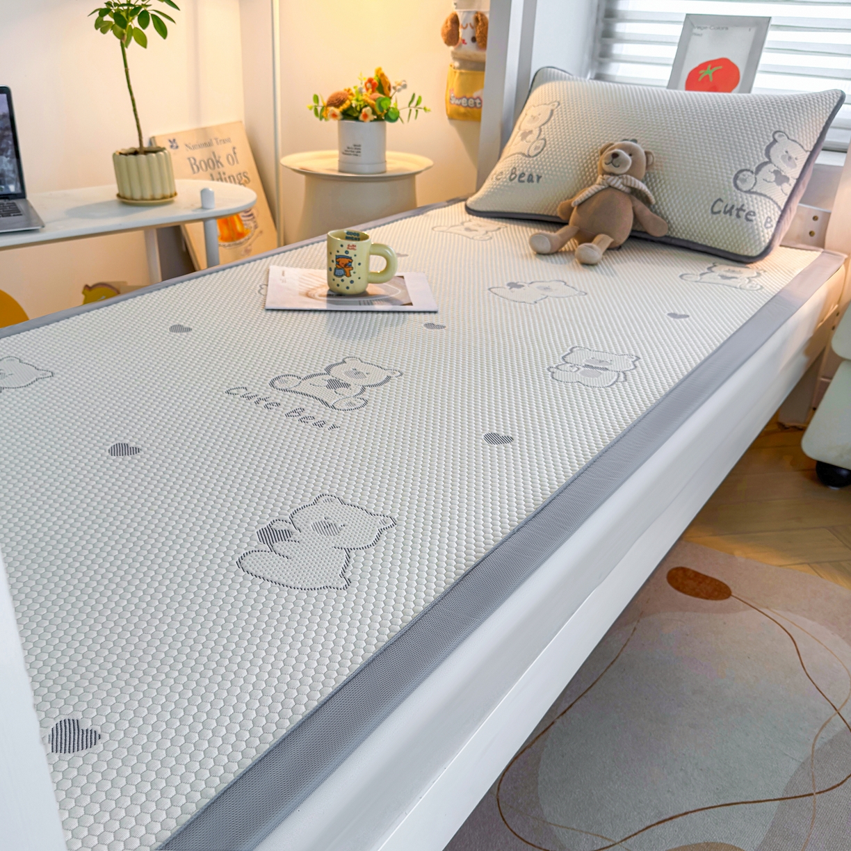 91家纺网 家纺一手货源 找家纺 （总）爱思凯家纺 2026新款A类凉感冰豆豆宿舍学生凉席