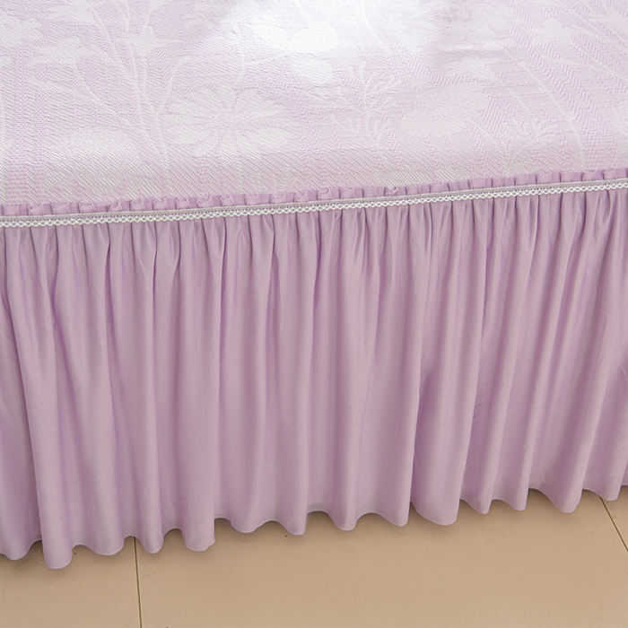 91家纺网 家纺一手货源 找家纺 绘萱家居 2026新款PE提花冰凉豆豆床裙款凉席席子凉席 春语佳人-紫