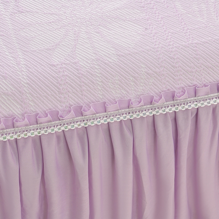 91家纺网 家纺一手货源 找家纺 绘萱家居 2026新款PE提花冰凉豆豆床裙款凉席席子凉席 春语佳人-紫