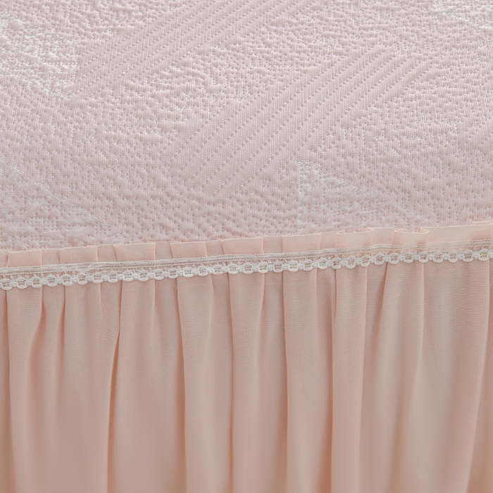 91家纺网 家纺一手货源 找家纺 绘萱家居 2026新款PE提花冰凉豆豆床裙款凉席席子凉席 帝塞纳-粉