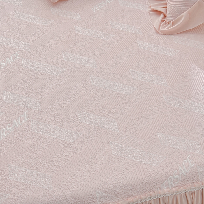 91家纺网 家纺一手货源 找家纺 绘萱家居 2026新款PE提花冰凉豆豆床裙款凉席席子凉席 帝塞纳-粉