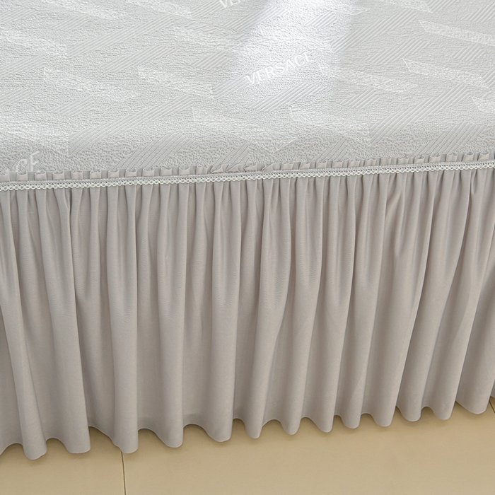 91家纺网 家纺一手货源 找家纺 绘萱家居 2026新款PE提花冰凉豆豆床裙款凉席席子凉席 帝塞纳-灰