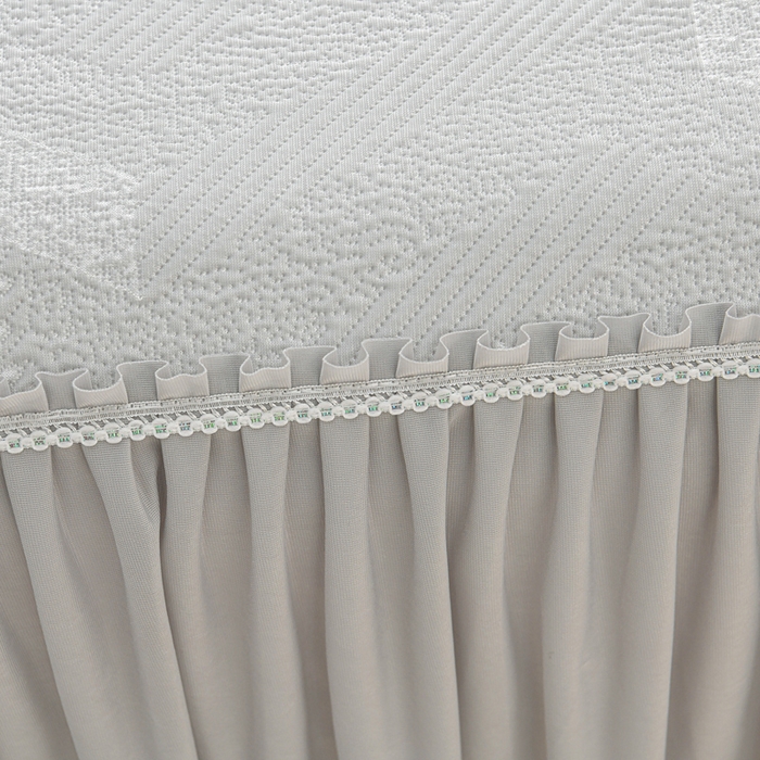 91家纺网 家纺一手货源 找家纺 绘萱家居 2026新款PE提花冰凉豆豆床裙款凉席席子凉席 帝塞纳-灰