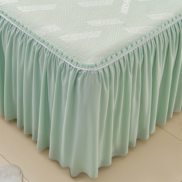 91家纺网 家纺一手货源 找家纺 绘萱家居 2026新款PE提花冰凉豆豆床裙款凉席席子凉席 帝塞纳-绿