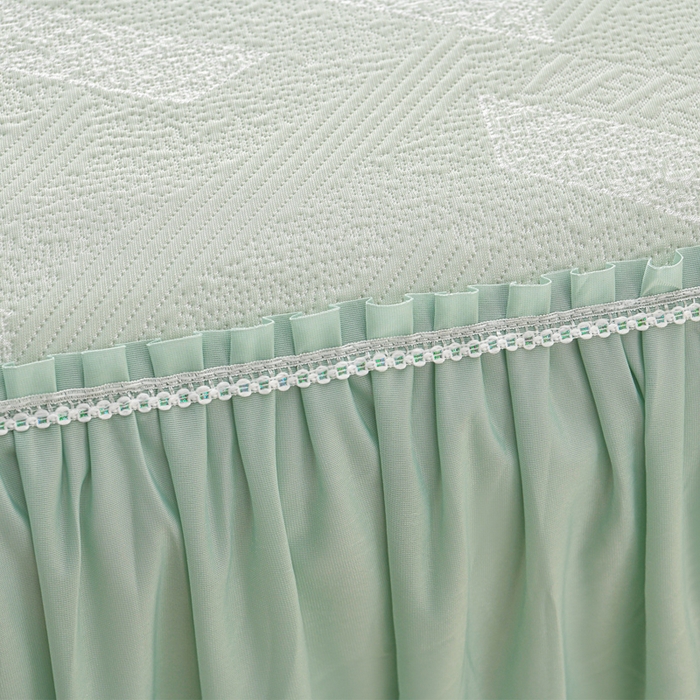 91家纺网 家纺一手货源 找家纺 绘萱家居 2026新款PE提花冰凉豆豆床裙款凉席席子凉席 帝塞纳-绿