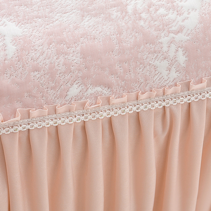 91家纺网 家纺一手货源 找家纺 绘萱家居 2026新款PE提花冰凉豆豆床裙款凉席席子凉席 浅雾玫瑰-粉