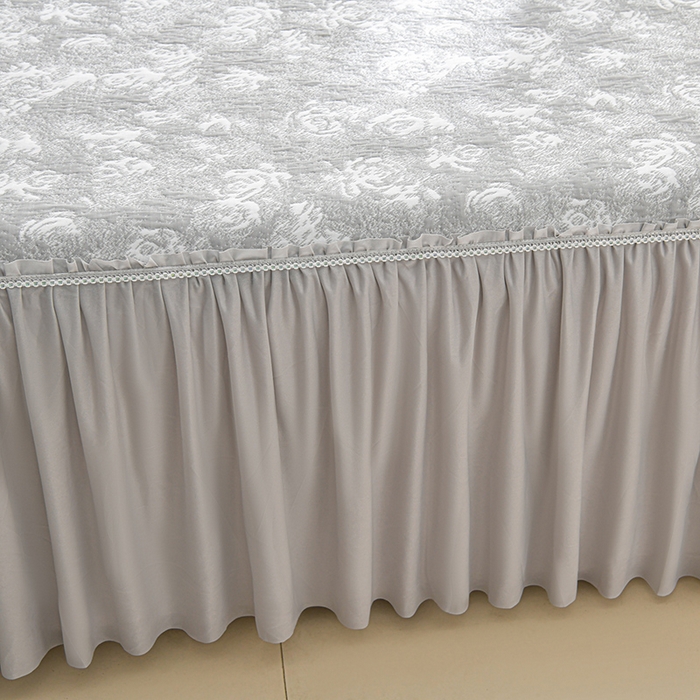 91家纺网 家纺一手货源 找家纺 绘萱家居 2026新款PE提花冰凉豆豆床裙款凉席席子凉席 浅雾玫瑰-灰