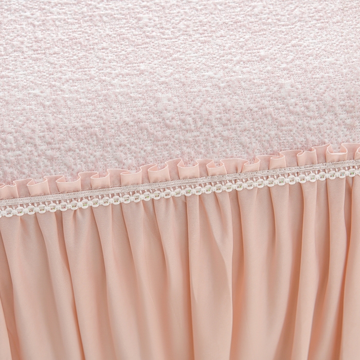 91家纺网 家纺一手货源 找家纺 绘萱家居 2026新款PE提花冰凉豆豆床裙款凉席席子凉席 清风叶蔓-粉