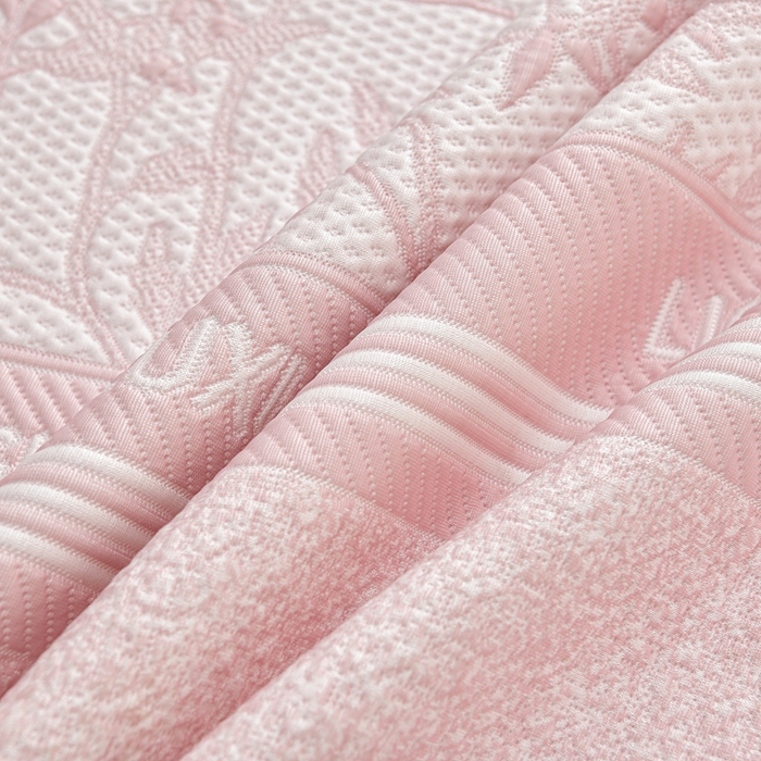 91家纺网 家纺一手货源 找家纺 绘萱家居 2026新款PE提花冰凉豆豆床裙款凉席席子凉席 清风叶蔓-粉