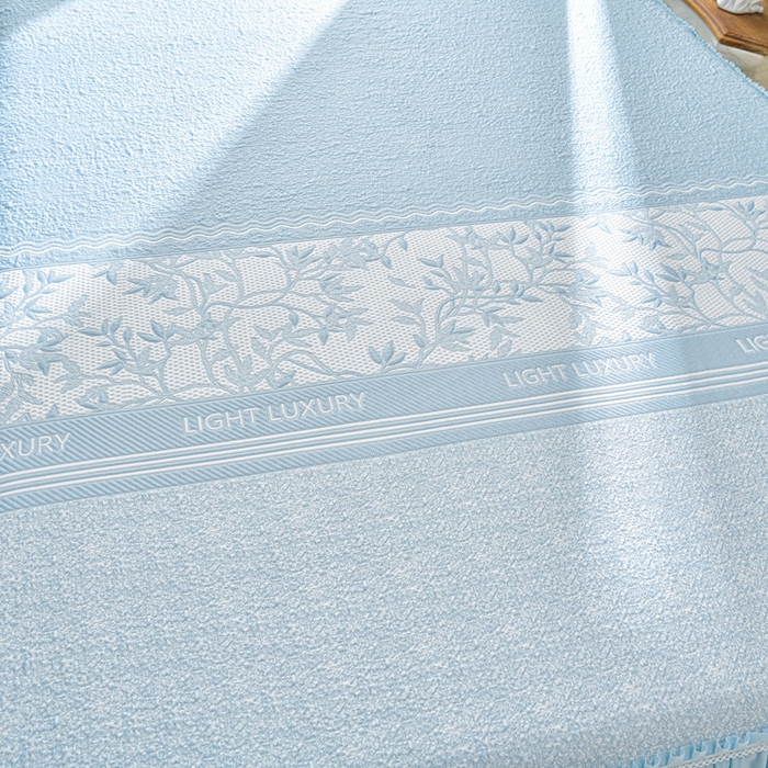 91家纺网 家纺一手货源 找家纺 绘萱家居 2026新款PE提花冰凉豆豆床裙款凉席席子凉席 清风叶蔓-蓝