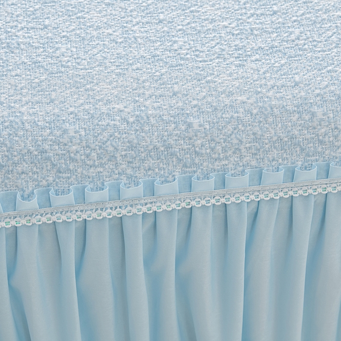 91家纺网 家纺一手货源 找家纺 绘萱家居 2026新款PE提花冰凉豆豆床裙款凉席席子凉席 清风叶蔓-蓝