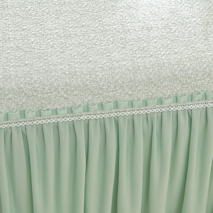 91家纺网 家纺一手货源 找家纺 绘萱家居 2026新款PE提花冰凉豆豆床裙款凉席席子凉席 清风叶蔓-绿