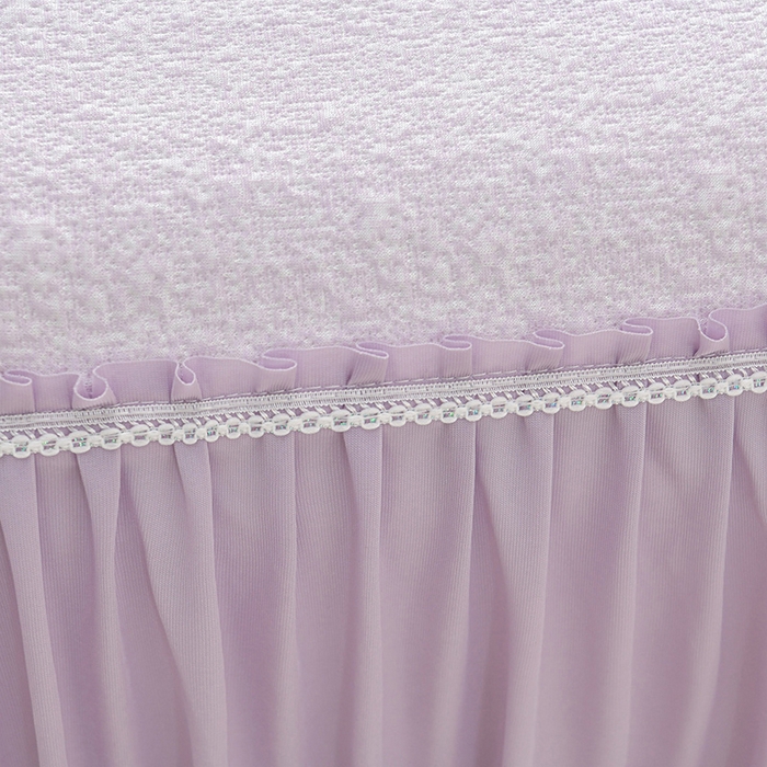 91家纺网 家纺一手货源 找家纺 绘萱家居 2026新款PE提花冰凉豆豆床裙款凉席席子凉席 清风叶蔓-紫