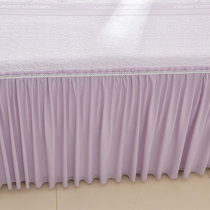 91家纺网 家纺一手货源 找家纺 绘萱家居 2026新款PE提花冰凉豆豆床裙款凉席席子凉席 清风叶蔓-紫