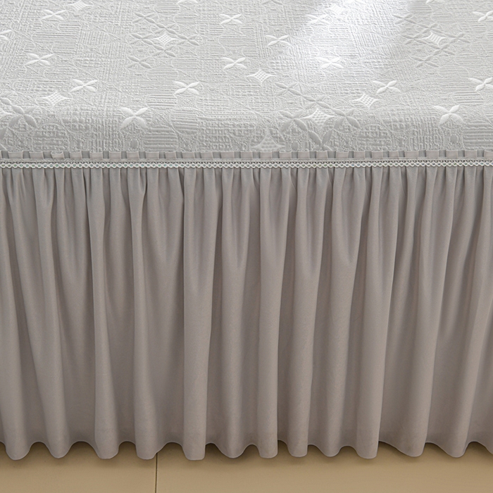 91家纺网 家纺一手货源 找家纺 绘萱家居 2026新款PE提花冰凉豆豆床裙款凉席席子凉席 星愿-灰