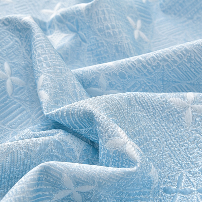 91家纺网 家纺一手货源 找家纺 绘萱家居 2026新款PE提花冰凉豆豆床裙款凉席席子凉席 星愿-蓝