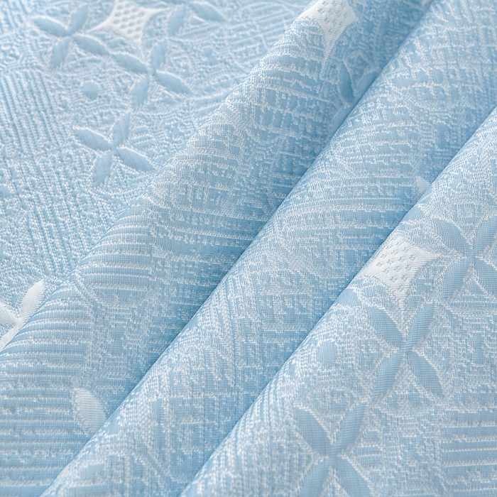 91家纺网 家纺一手货源 找家纺 绘萱家居 2026新款PE提花冰凉豆豆床裙款凉席席子凉席 星愿-蓝