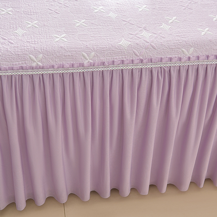 91家纺网 家纺一手货源 找家纺 绘萱家居 2026新款PE提花冰凉豆豆床裙款凉席席子凉席 星愿-紫