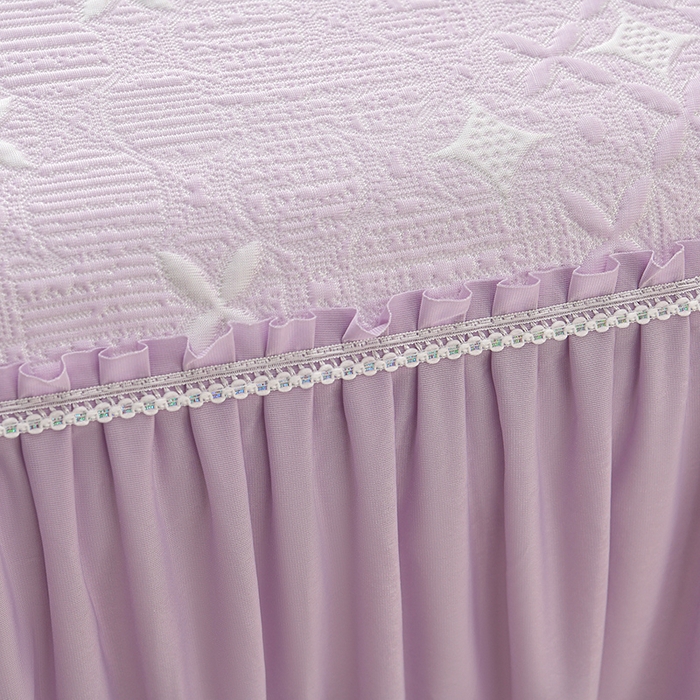 91家纺网 家纺一手货源 找家纺 绘萱家居 2026新款PE提花冰凉豆豆床裙款凉席席子凉席 星愿-紫