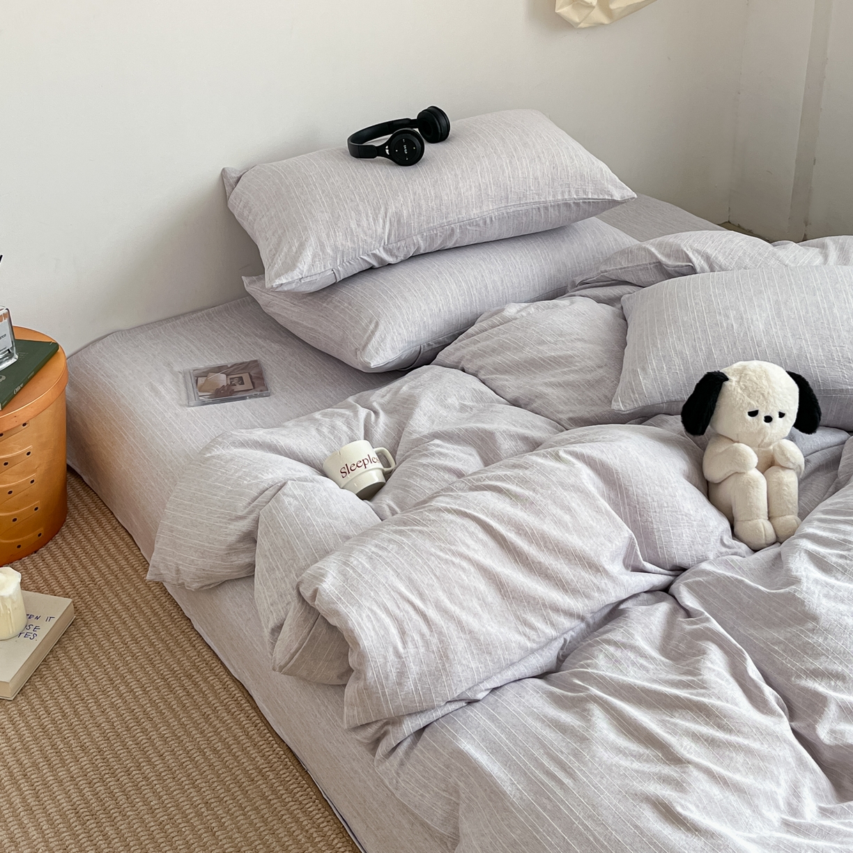 91家纺网 家纺一手货源 找家纺 （总）蓝极人 2026新款色织水洗麻纯色四件套