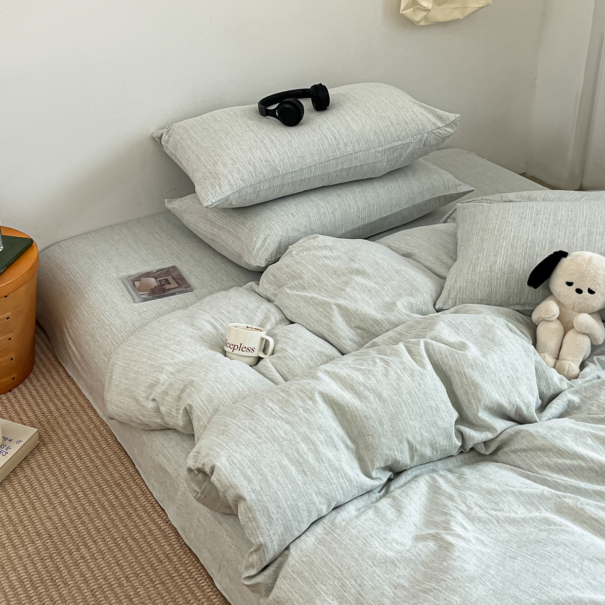 91家纺网 家纺一手货源 找家纺 （总）蓝极人 2026新款色织水洗麻纯色四件套