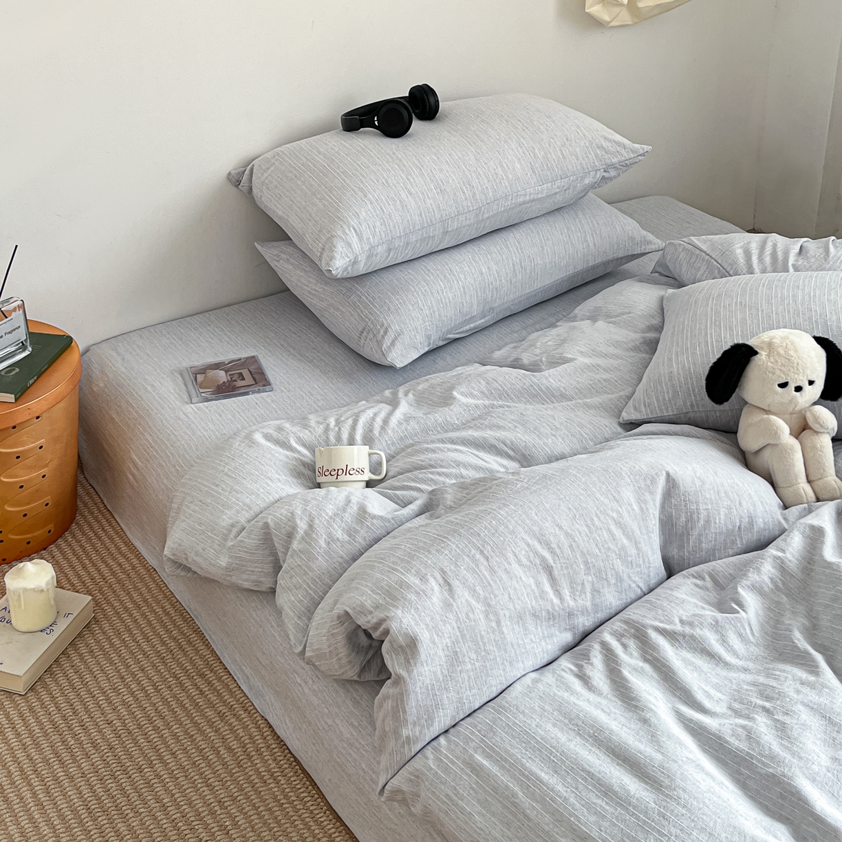 91家纺网 家纺一手货源 找家纺 （总）蓝极人 2026新款色织水洗麻纯色四件套