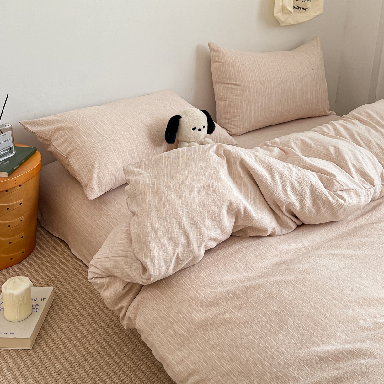 91家纺网 家纺一手货源 找家纺 （总）蓝极人 2026新款色织水洗麻纯色四件套