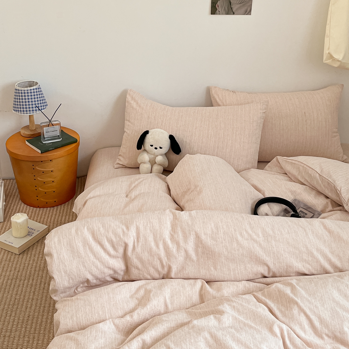 91家纺网 家纺一手货源 找家纺 蓝极人 2026新款色织水洗麻纯色四件套 晨曦黄