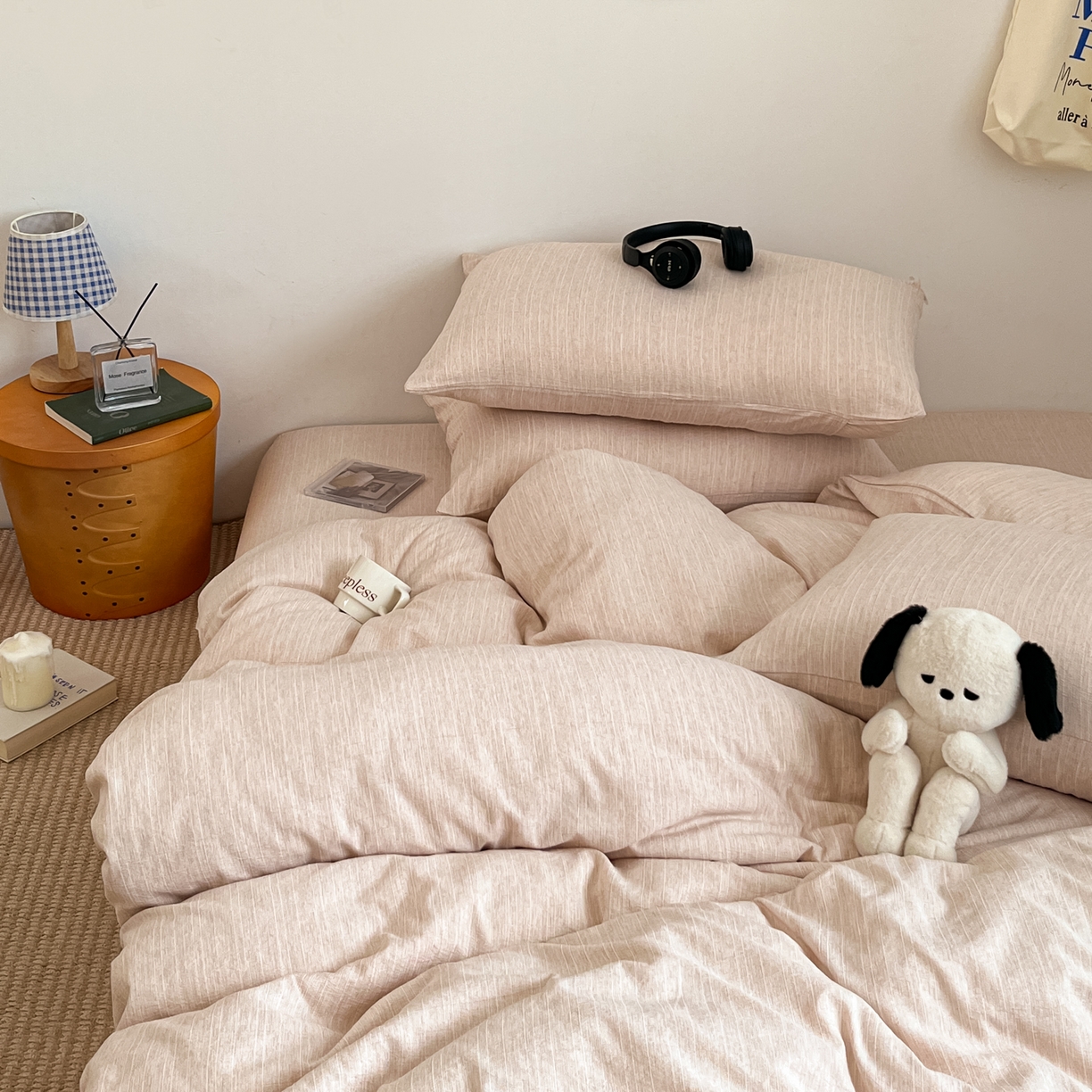 91家纺网 家纺一手货源 找家纺 蓝极人 2026新款色织水洗麻纯色四件套 晨曦黄