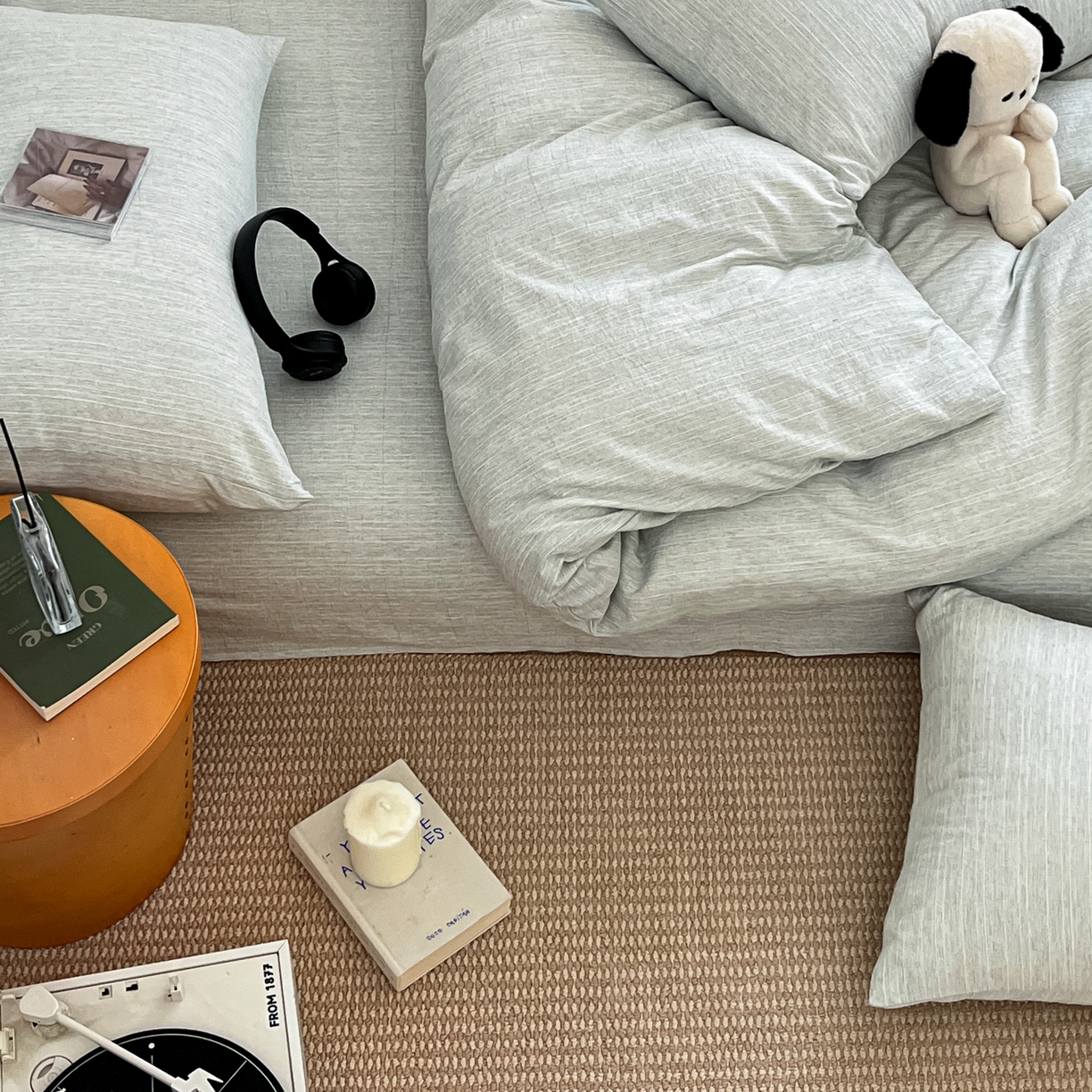 91家纺网 家纺一手货源 找家纺 蓝极人 2026新款色织水洗麻纯色四件套 抹茶绿