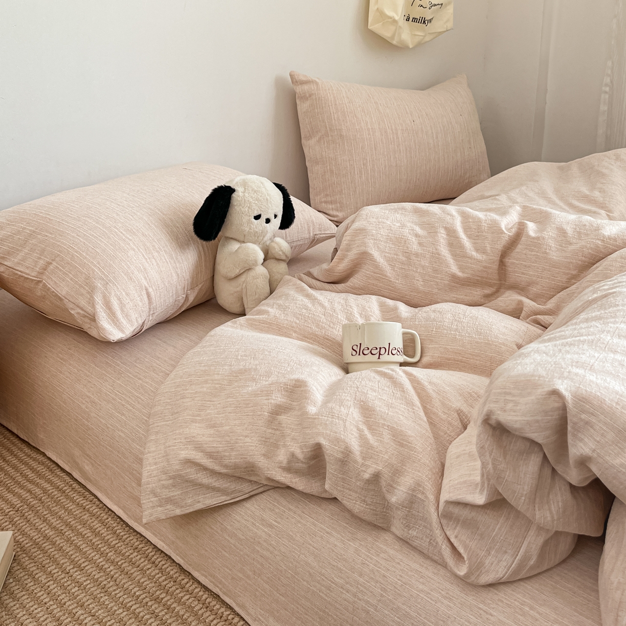 91家纺网 家纺一手货源 找家纺 蓝极人 2026新款色织水洗麻纯色四件套 晨曦黄